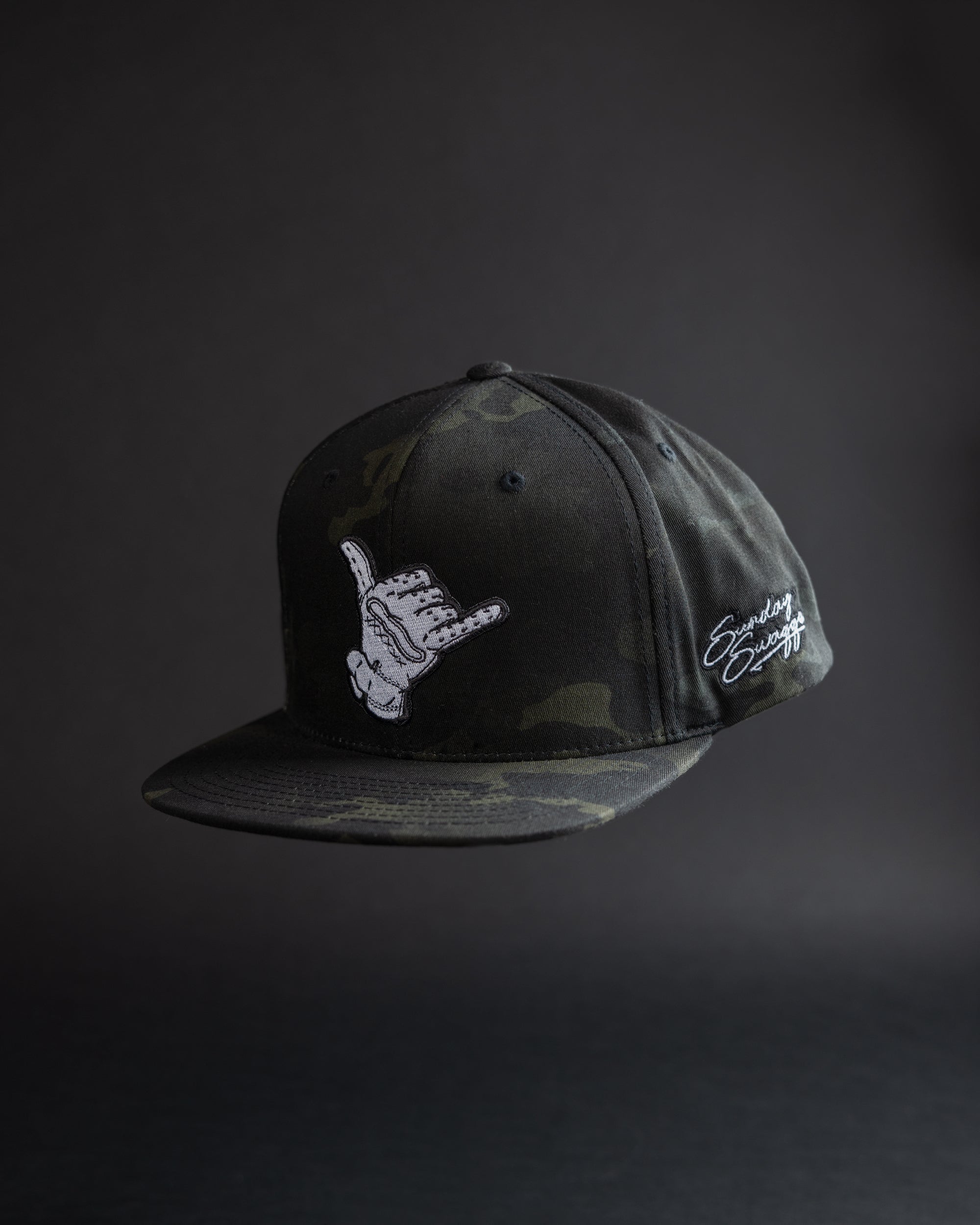 Black Multicam Camo Shaka Snapback Hat