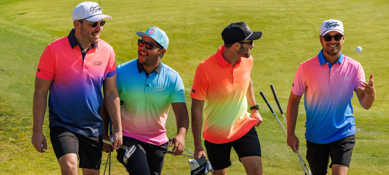 Sunday Swagger Back in Black splattered paint golf polo