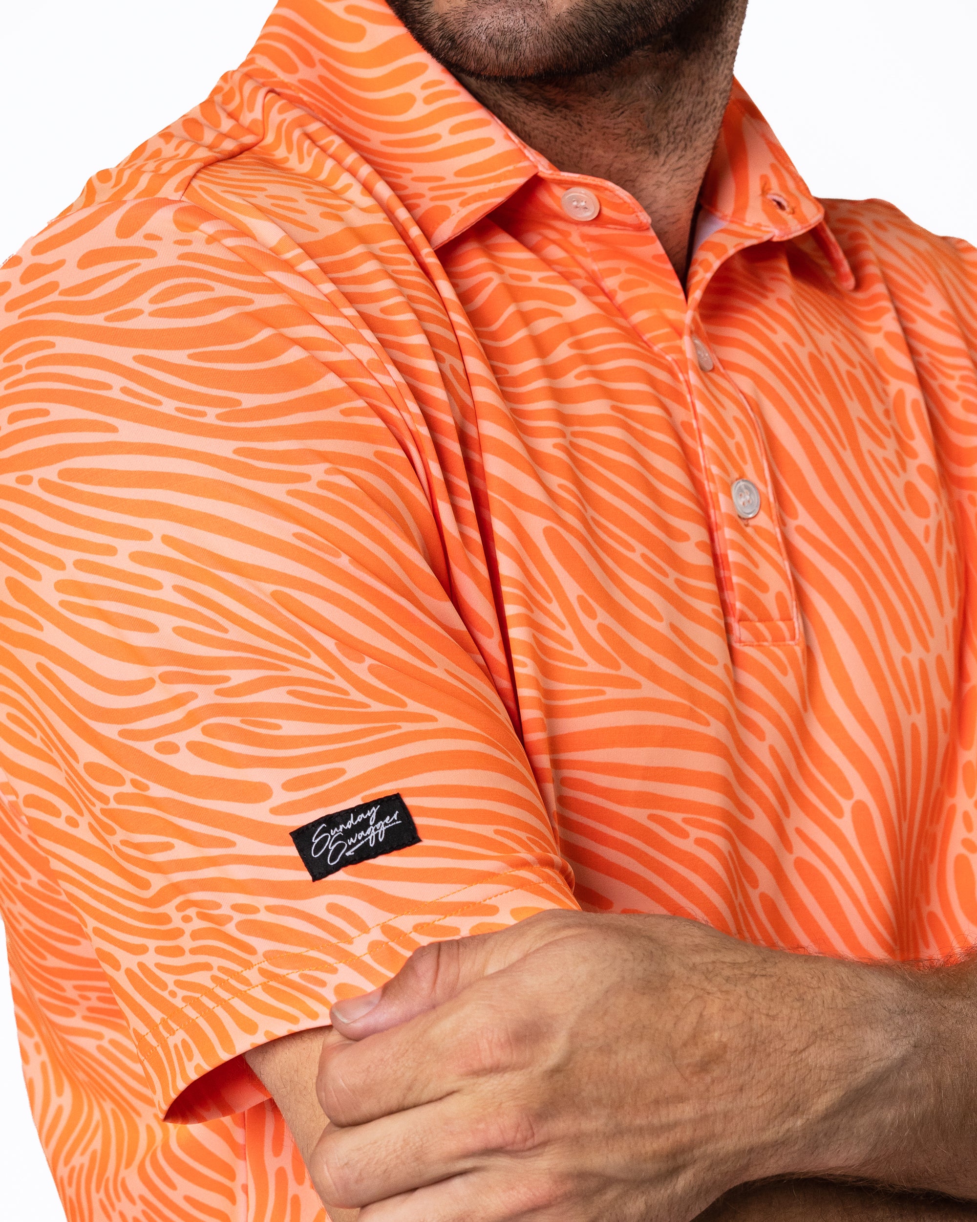 Crush orange golf polo | Sunday Swagger mens golf polo
