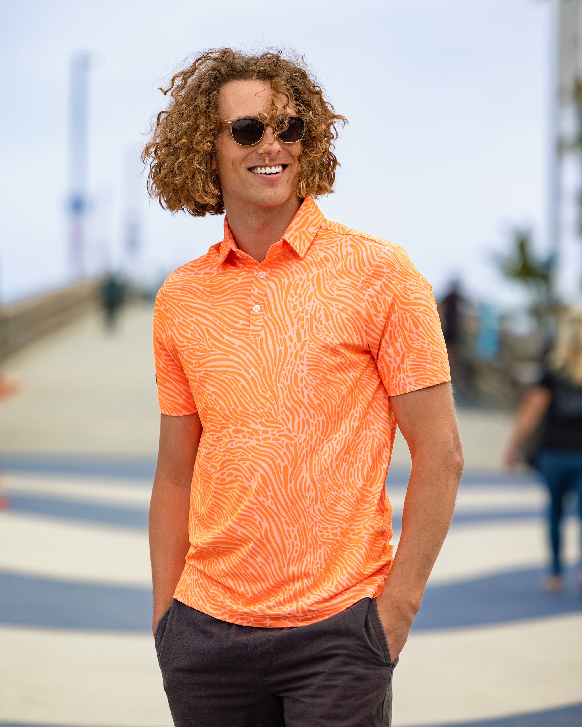 Crush orange golf polo | Sunday Swagger mens golf polo