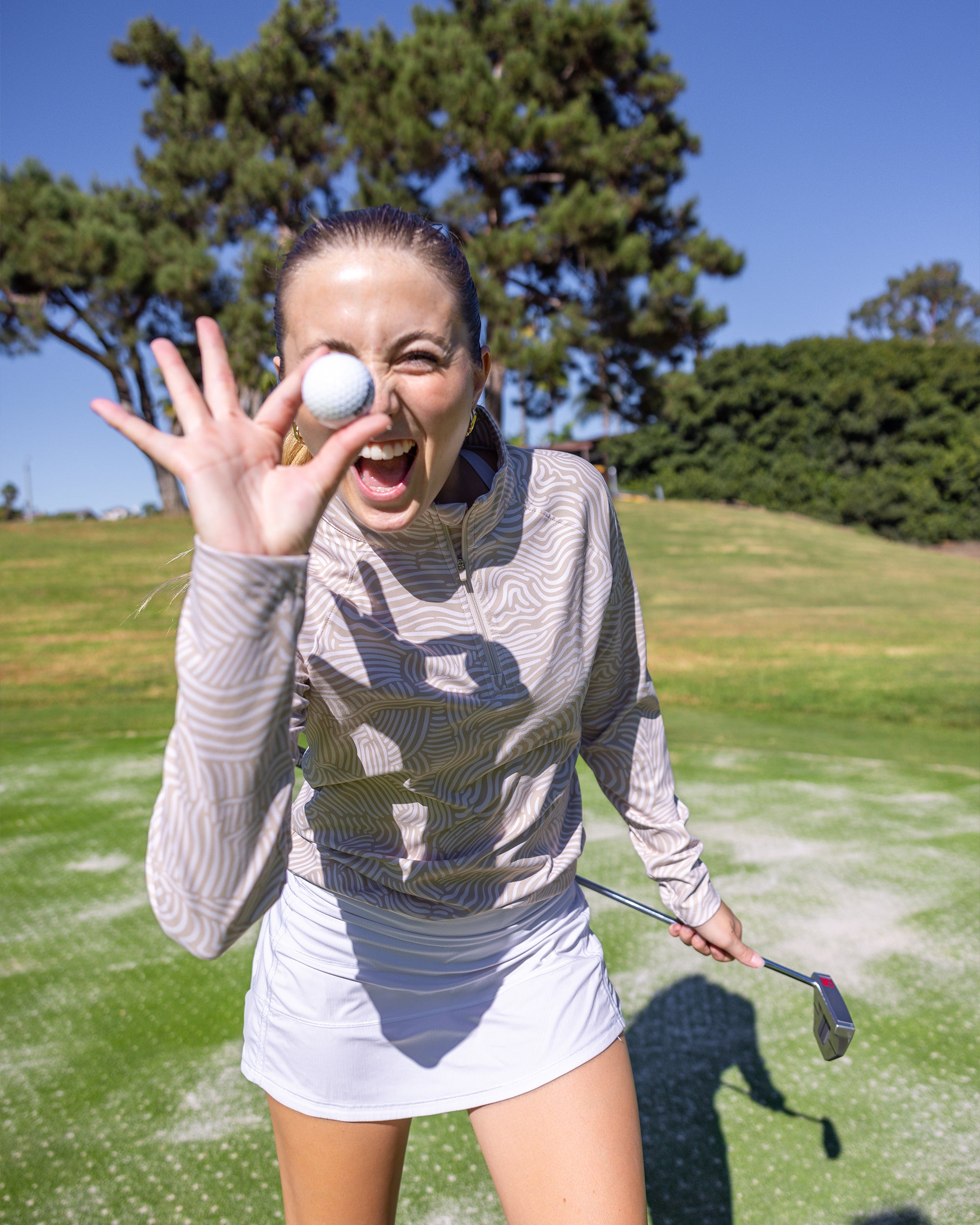 Latte cream women's golf quarterzip outerwear | Sunday Swagger