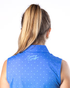 Palmera palm tree blue gradient womens golf polo | Sunday Swagger