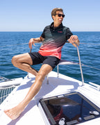 Phantom black and red gradient golf polo | Sunday Swagger mens golf polo