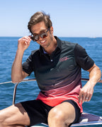 Phantom black and red gradient golf polo | Sunday Swagger mens golf polo