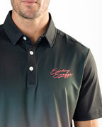 Phantom black and red gradient golf polo | Sunday Swagger mens golf polo