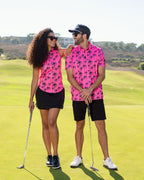 Sizzlin' hot pink matching his and hers golf shirt