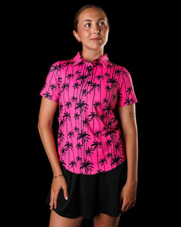 CLUBHAUS SOPHNET. × CLUBHAUS S/S Polo Sizzlin' Sleeved Women's Golf Polo | Sunday Swagger
