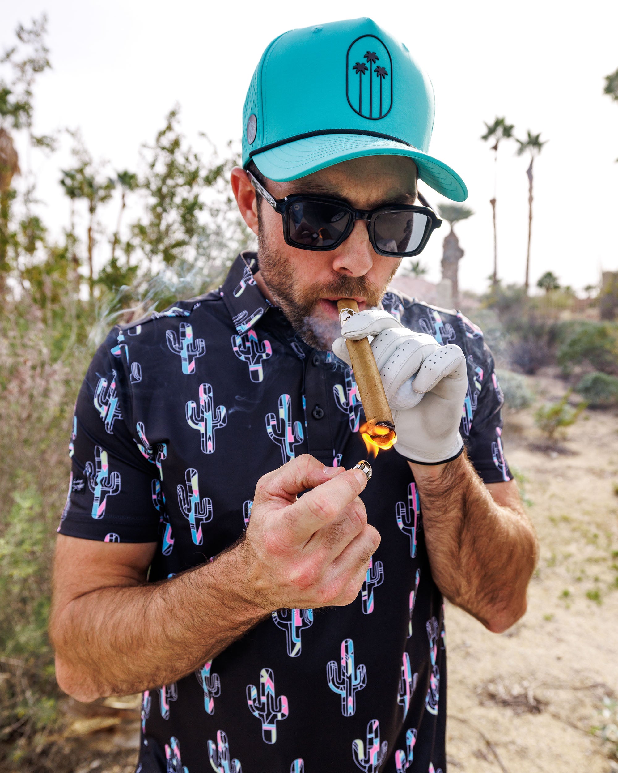 Palms Trio Snapback Rope Hat - Mint