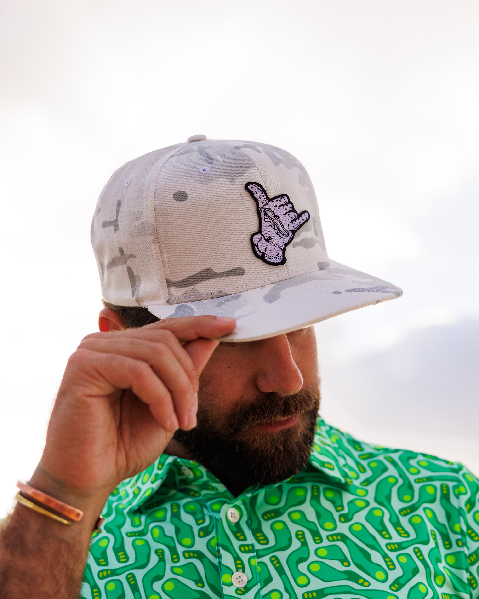 Hang Loose Multicam Snapback Hat - White