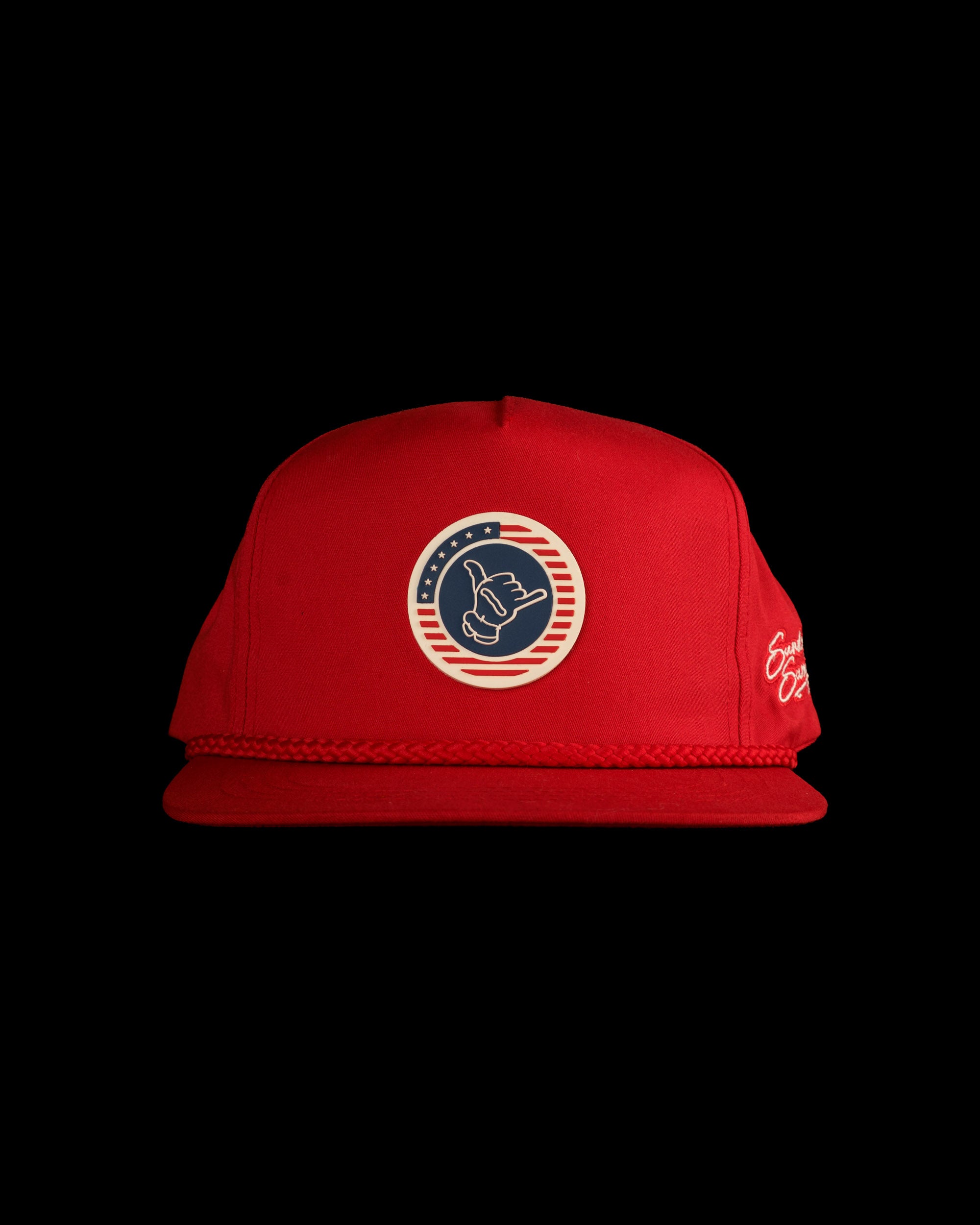 Star-Spangled Shaka Rope Snapback Hat - Red